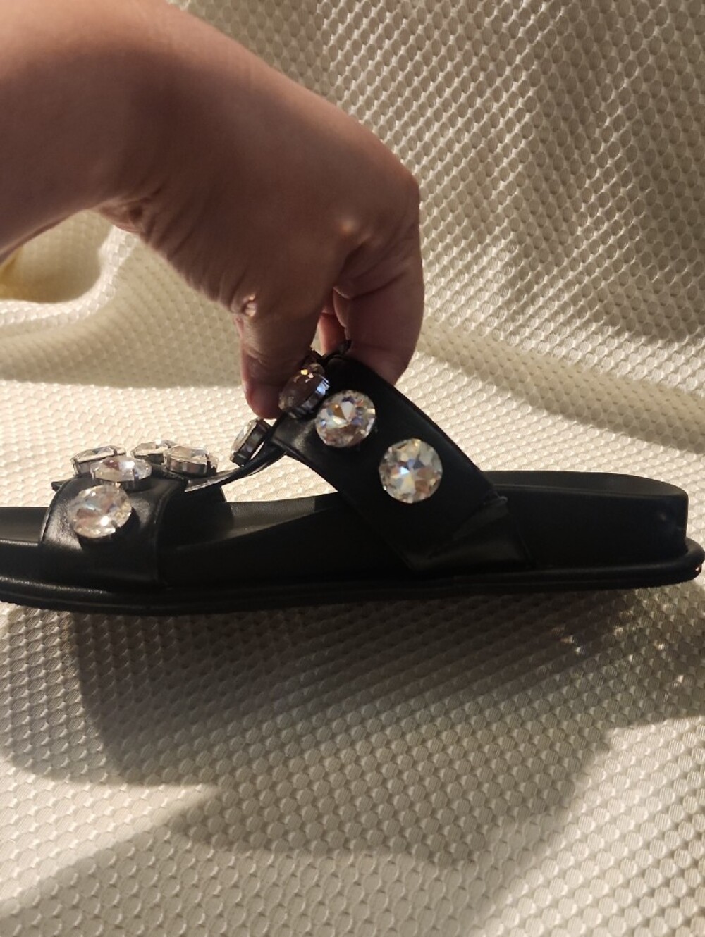 Zara Black Crystal-Embellished Slide Sandals - Picture 6 of 10
